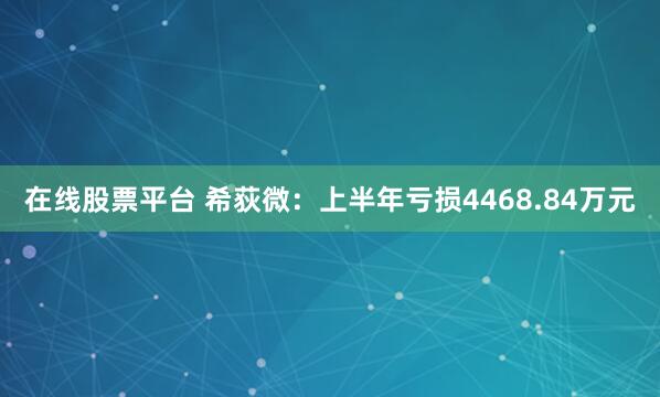 在线股票平台 希荻微：上半年亏损4468.84万元